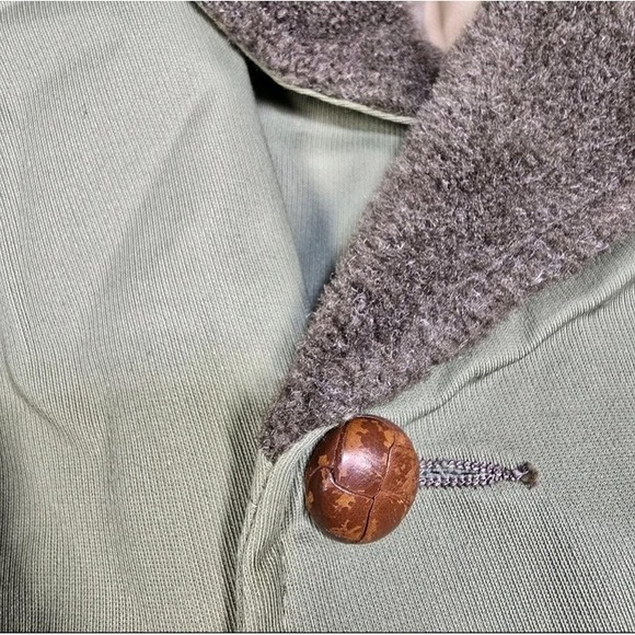 Vintage LL Bean Coat Men 46 Script Tag Wool Collar Lined Button Trench 70s 80s - Picture 8 of 16